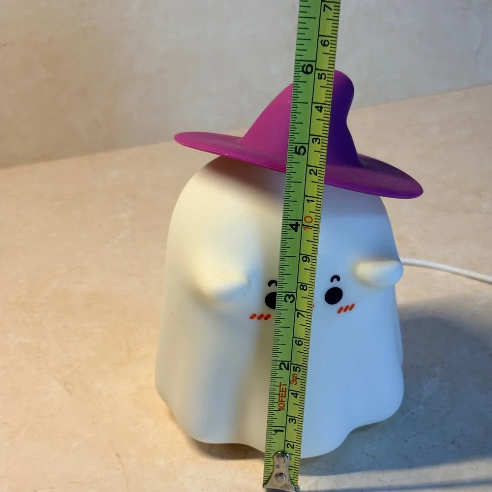 Ghostess Silicone Lamp A020 White Ghost Purple Witch Hat LED USB Night Light 6in